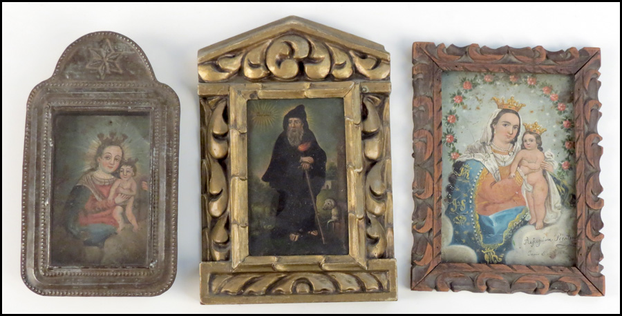 MEXICAN PAINTED TIN RETABLO OF MARY