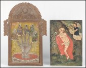 MEXICAN PAINTED TIN RETABLO OF