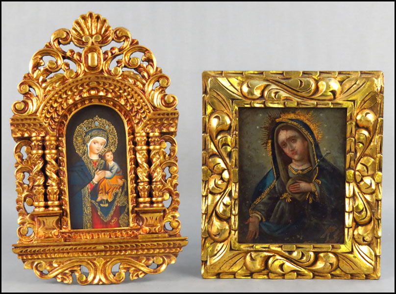 MEXICAN PAINTED TIN RETABLO OF