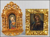 MEXICAN PAINTED TIN RETABLO OF