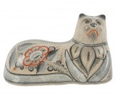 MEXICAN POTTERY CAT FIGUREsign