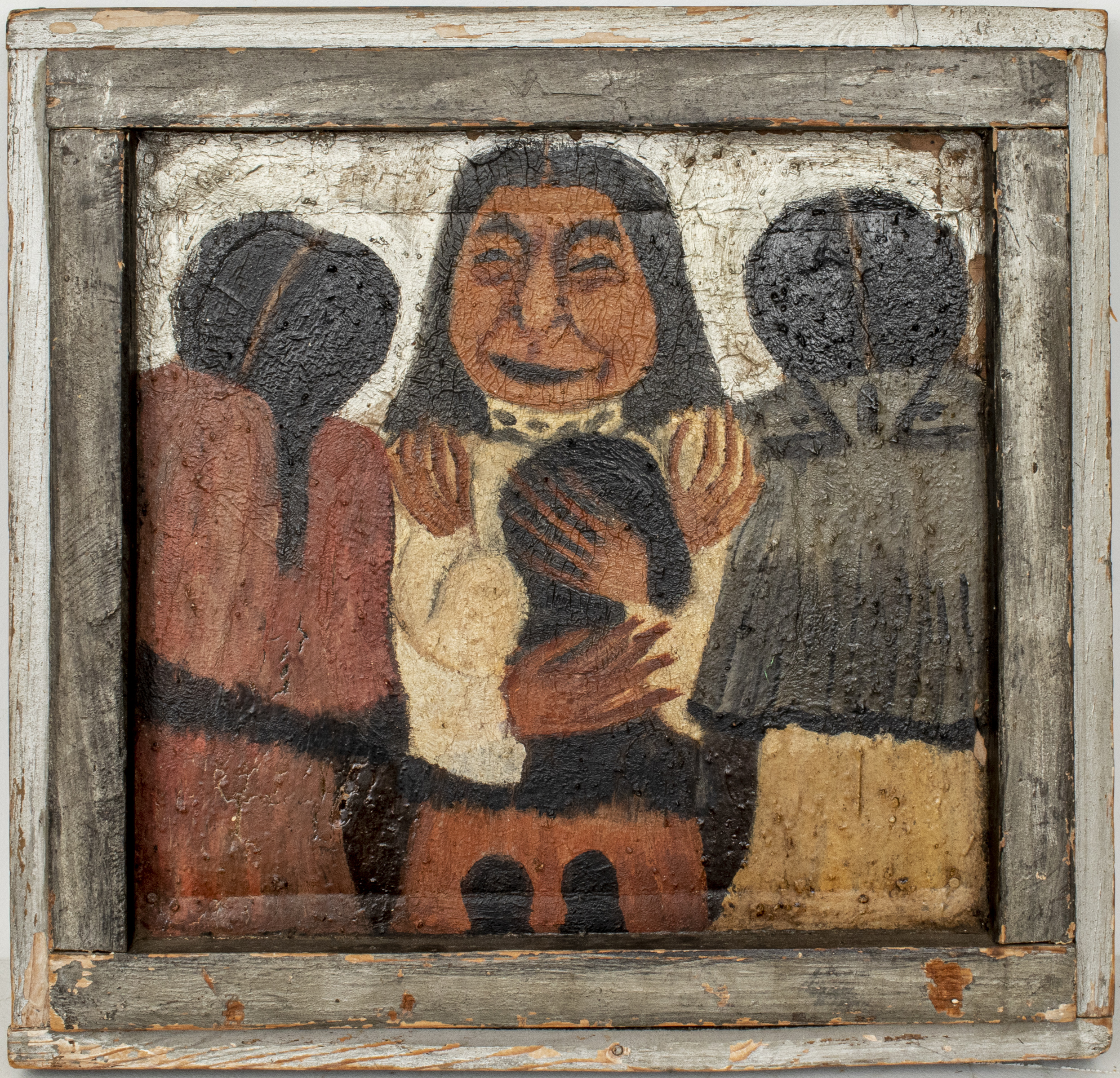 MEXICAN SCHOOL "THE EMBRACE" OIL ON