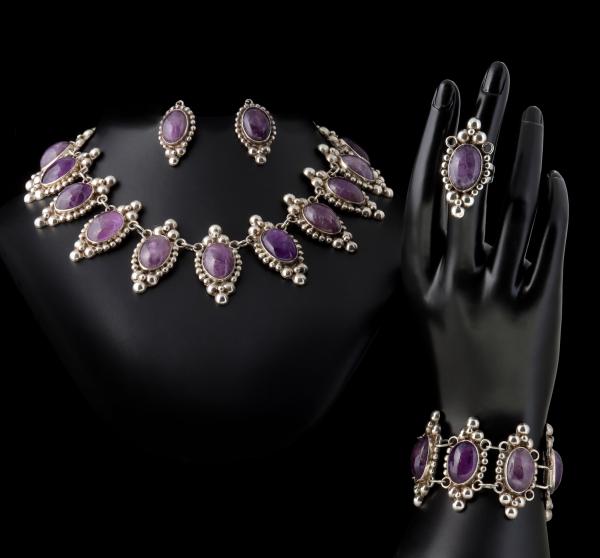 MEXICAN SILVER AND AMETHYST FOUR
