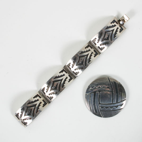 Mexican silver brooch and Taxco