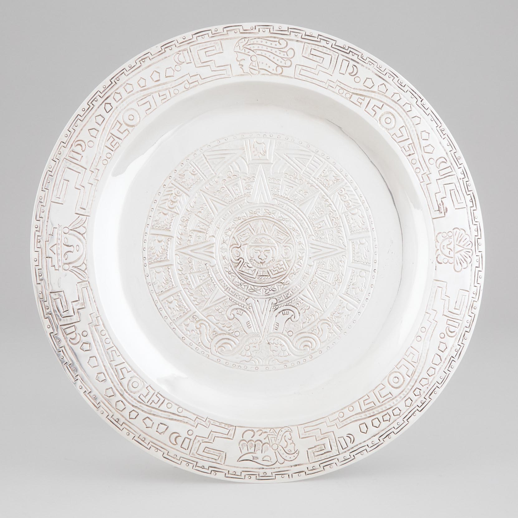 Mexican Silver Circular Plate, 20th