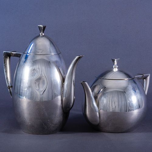 MEXICAN SILVER COFFEE POT AND A