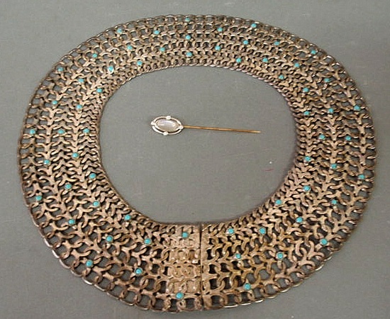 Mexican silver collar necklace with