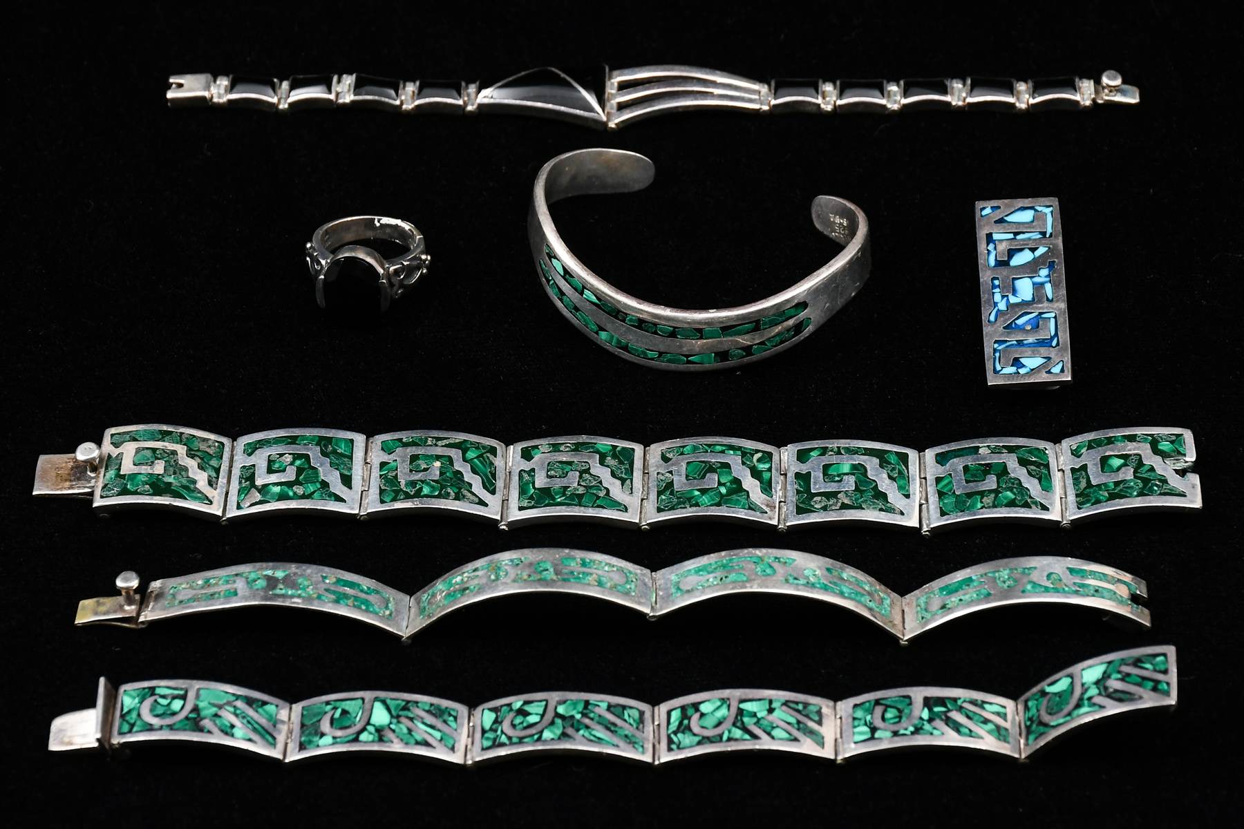 MEXICAN SILVER JEWELRY LOT: 7
