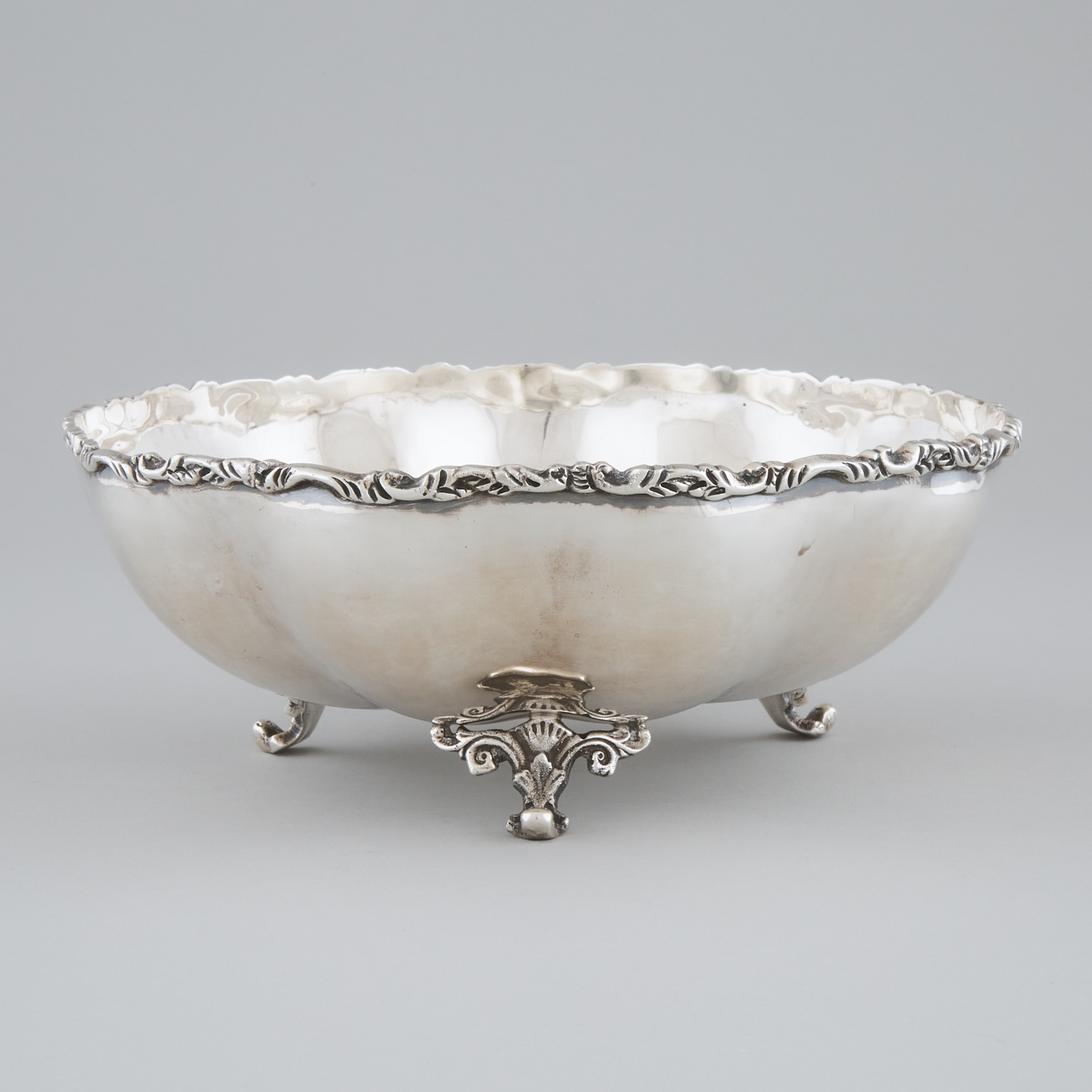 Mexican Silver Lobed Circular Bowl,