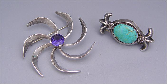 MEXICAN STERLING PINWHEEL BROOCH: