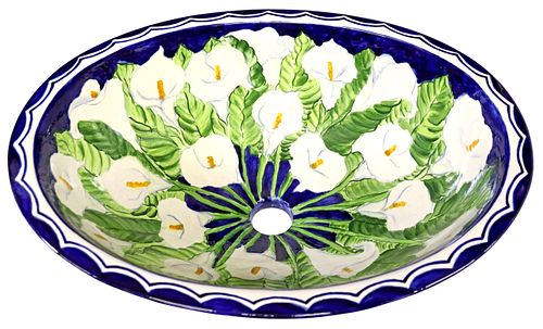 MEXICAN TALAVERA HAND-PAINTED CALLA