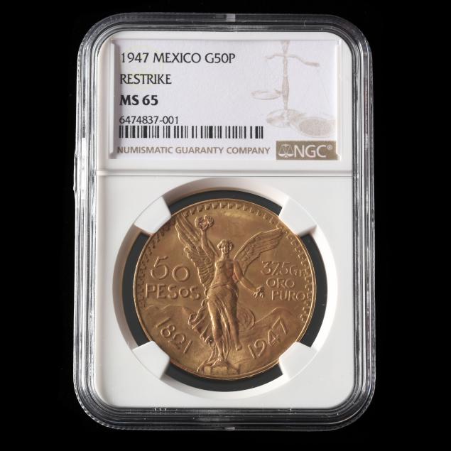 MEXICO, 1947 GOLD 50 PESOS