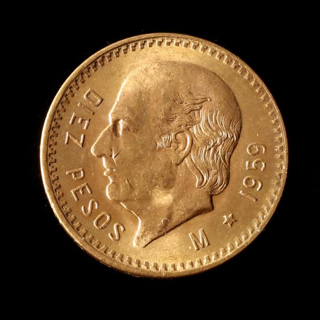 MEXICO, 1959 GOLD TEN PESOS