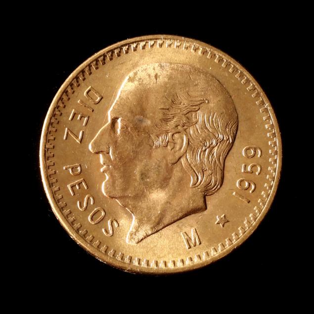 MEXICO, 1959 GOLD TEN PESOS,