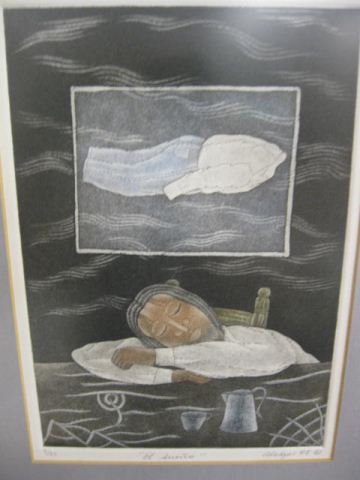 Mexico Etching ''El Sueno'' by