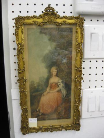 Mezzotint Lady with Dog fancy