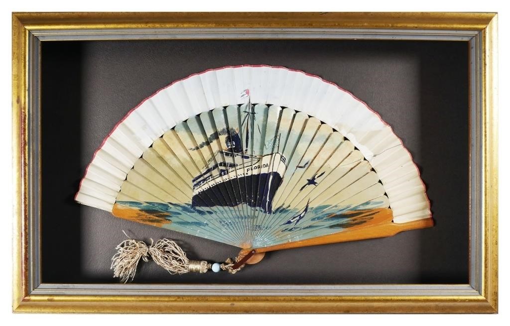 MIAMI FRAMED FOLDING FAN, PAINTED