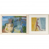 MIAO XIAOCHUN, (2) OIL ON CARD