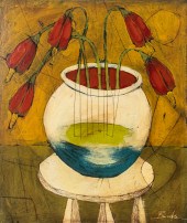 MICHAEL BANKS FOLK ART "RED FL