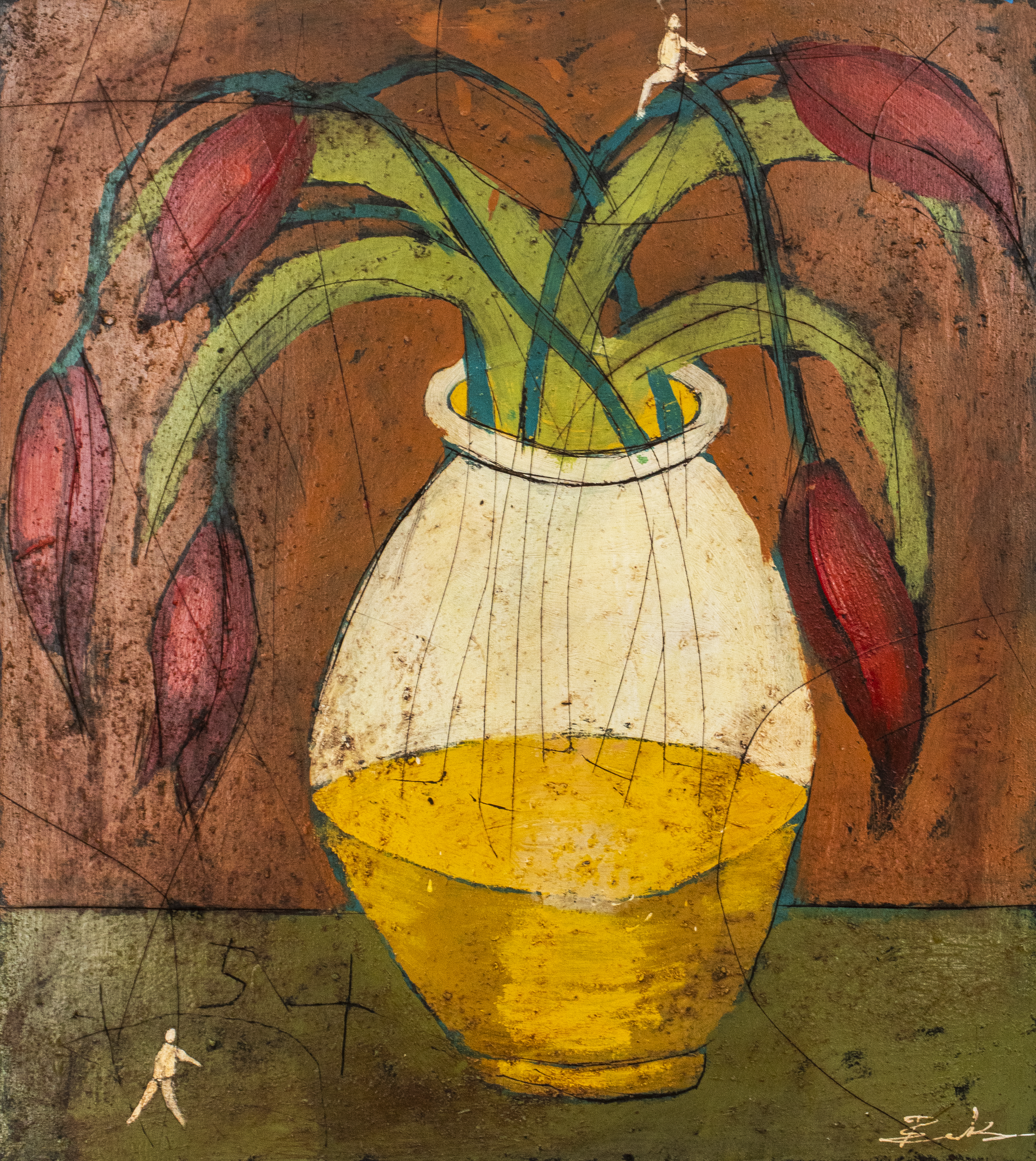 MICHAEL BANKS FOLK ART "RED