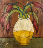 MICHAEL BANKS FOLK ART "RED FL