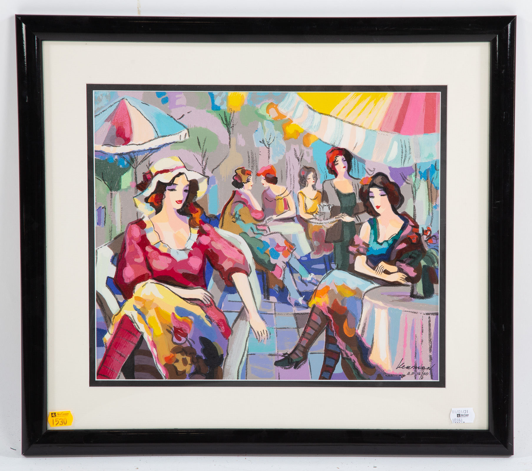 MICHAEL KERMAN. "CAFE," SERIGRAPH
