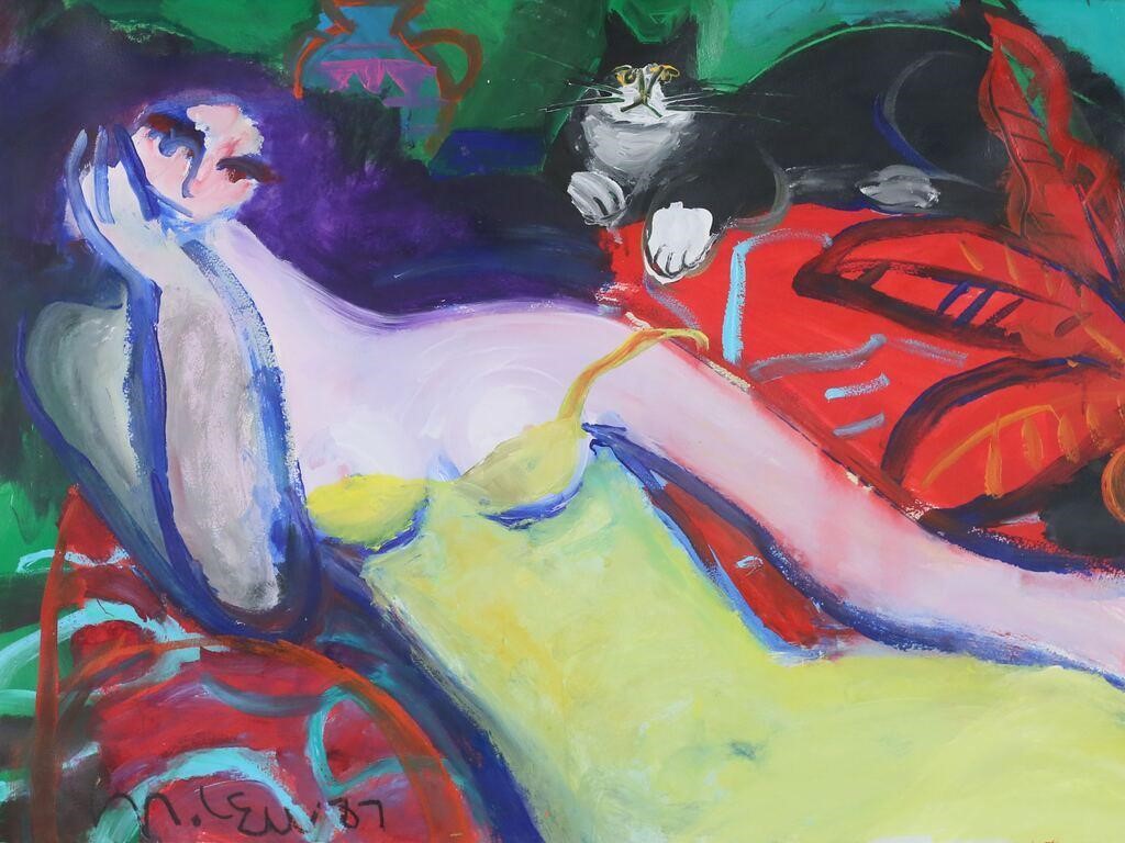 MICHAEL LEU OIL ON PAPER WOMAN WITH