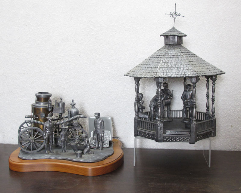 MICHAEL RICKER PEWTER GAZEBO & FIRE