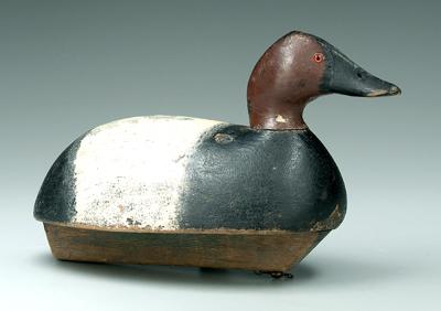 Michigan canvasback decoy, marked