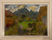 MICHON SIGNED VILLAGE LANDSCAP