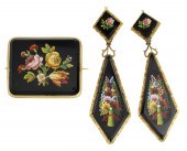 MICRO MOSAIC BROOCH PIN AND EA