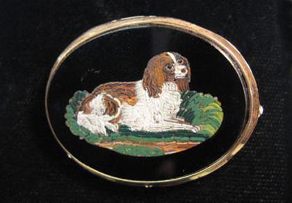 Micro mosaic "spaniel" brooch   
