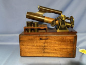 MICROSCOPE IN WOODEN BOX, ORIG