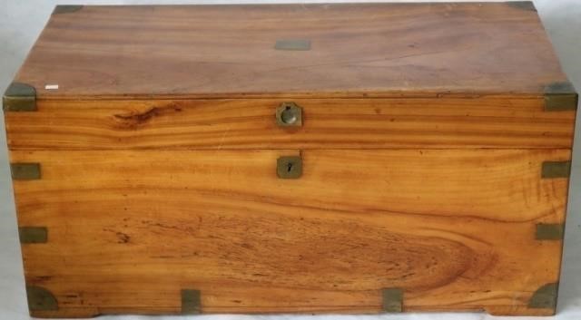 MID-19TH C BRASS BOUND CAMPHOR WOOD