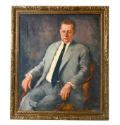 MID C SIGNED OIL PAINTING PORT