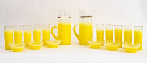 MID-CENTURY 18 PIECE GLASSWARE