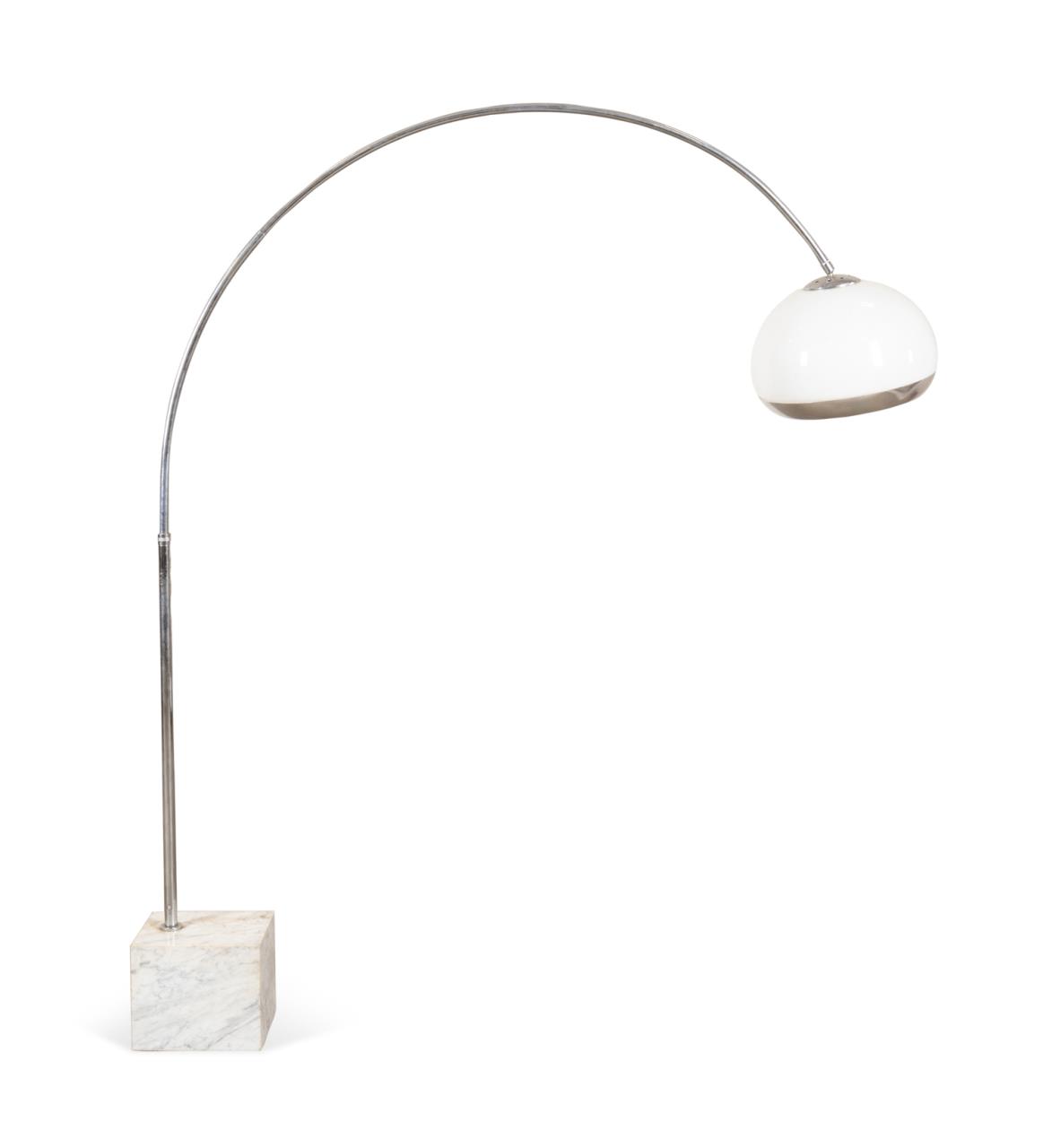 MID CENTURY ARC CHROME & MARBLE