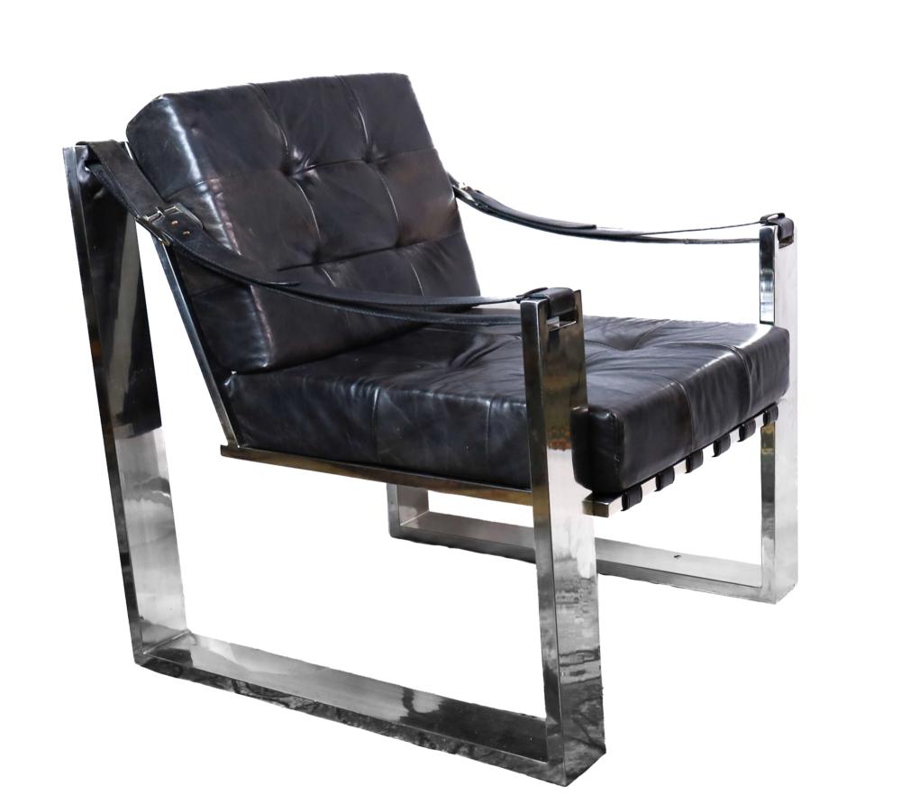 MID CENTURY BARCELONA BLACK LEATHER