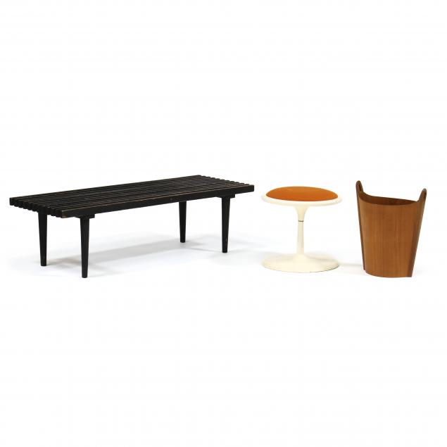 MID CENTURY BENCH, STOOL AND