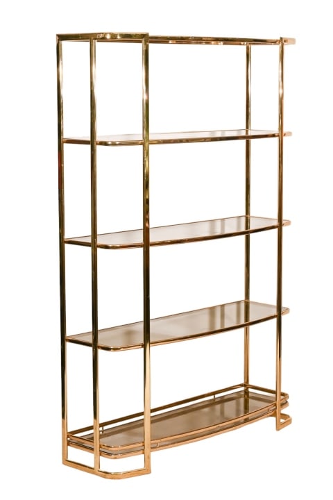 MID CENTURY BRASS AND SMOKED