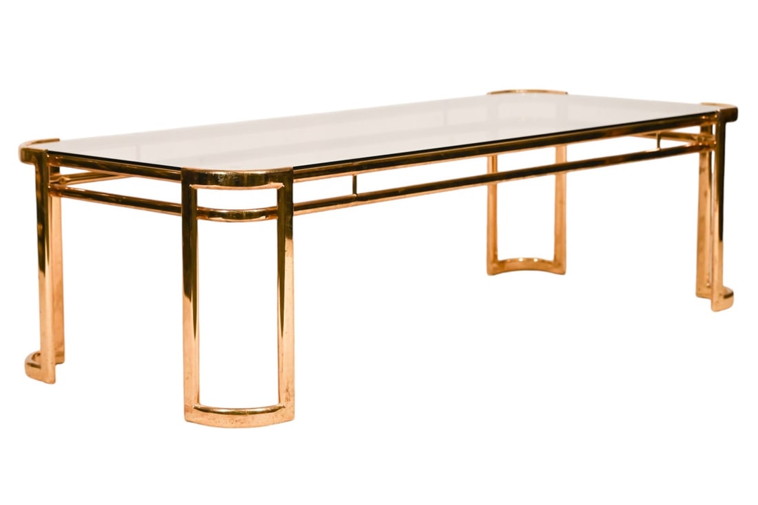 MID CENTURY BRASS AND SMOKED