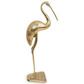 MID CENTURY BRASS HERON STATUE
