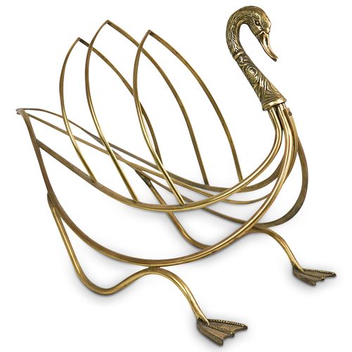 MID-CENTURY BRASS SWAN MAGAZINE