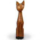 MID CENTURY CARVED WOOD CATDES