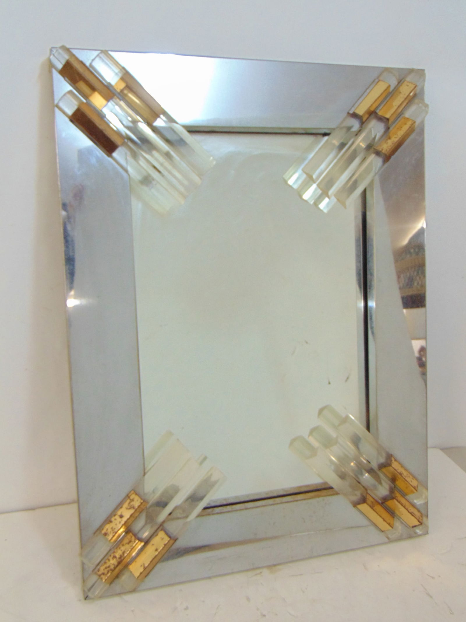 MID CENTURY CHROME FRAMED MIRROR
