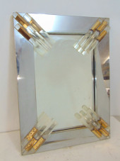 MID CENTURY CHROME FRAMED MIRR