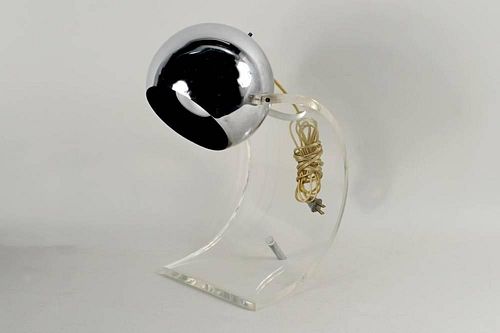 MID-CENTURY CHROME & LUCITE TABLE