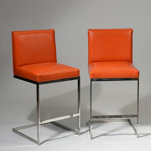 MID-CENTURY CHROME ORANGE LEATHER