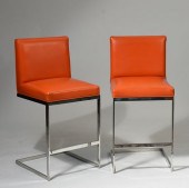MID-CENTURY CHROME ORANGE LEAT