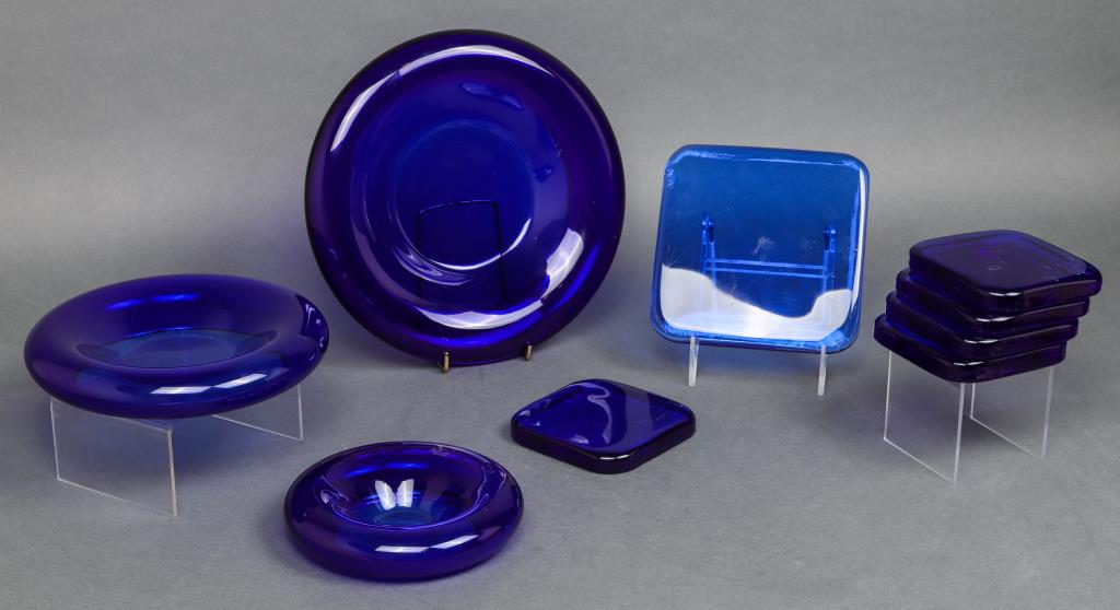 MID-CENTURY COBALT GLASS COASTERS &